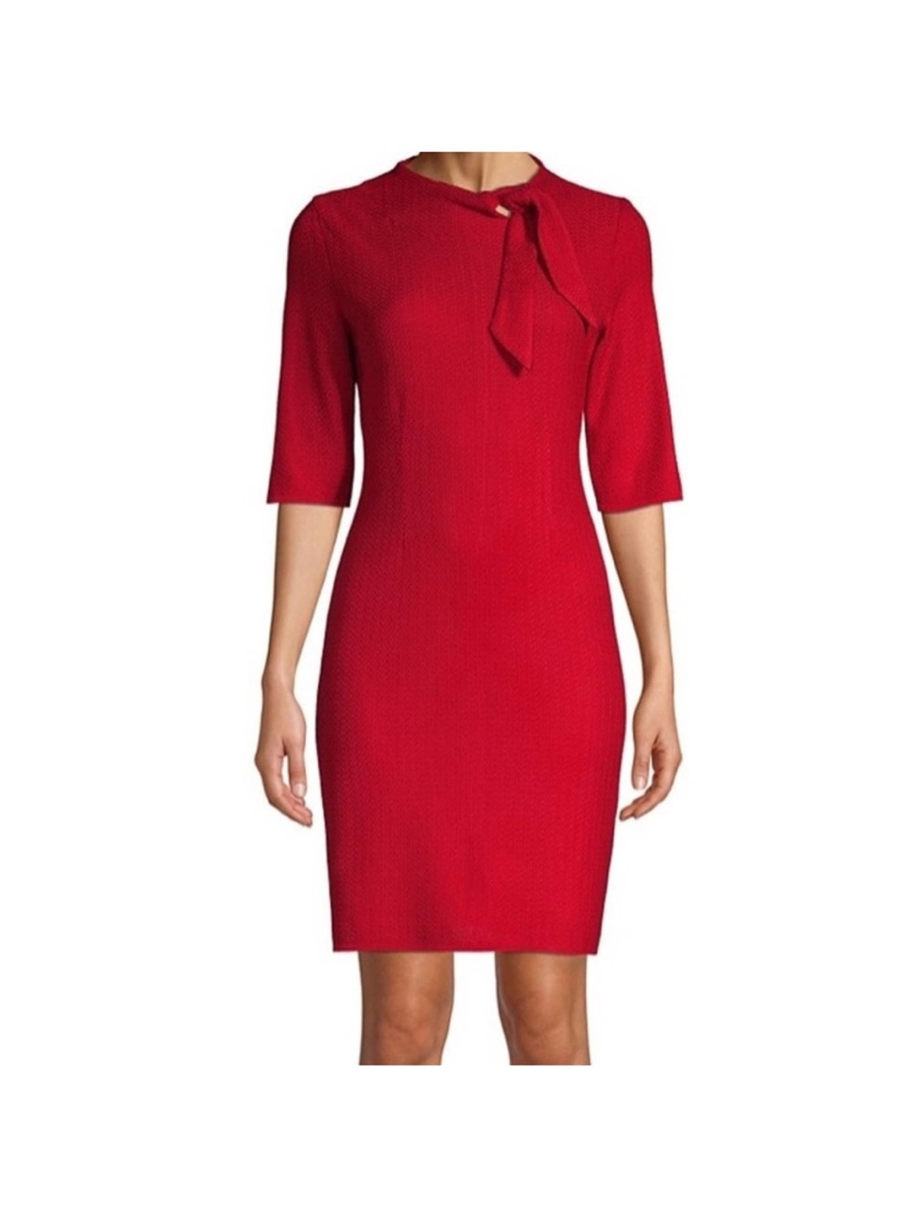 Misook‎ Red Scarf Tie Sheath Dress
